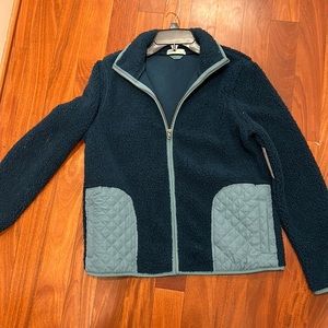 NWT Sonoma women’s Fleece/Sherpa Jacket - Teal/Blue w/pockets S